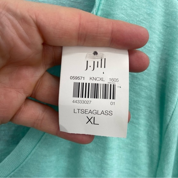 J.Jill / Pure Jill Wrap Tee Linen Blend Scoop Neck T-Shirt Size XL Seaglass NWT - Picture 3 of 8